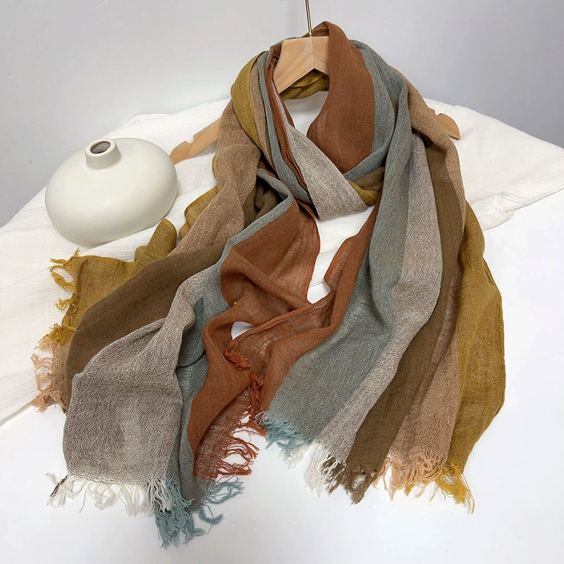 Summer thin universal soft scarf, cloak, cotton and linen, with neck protection, 2023 collection