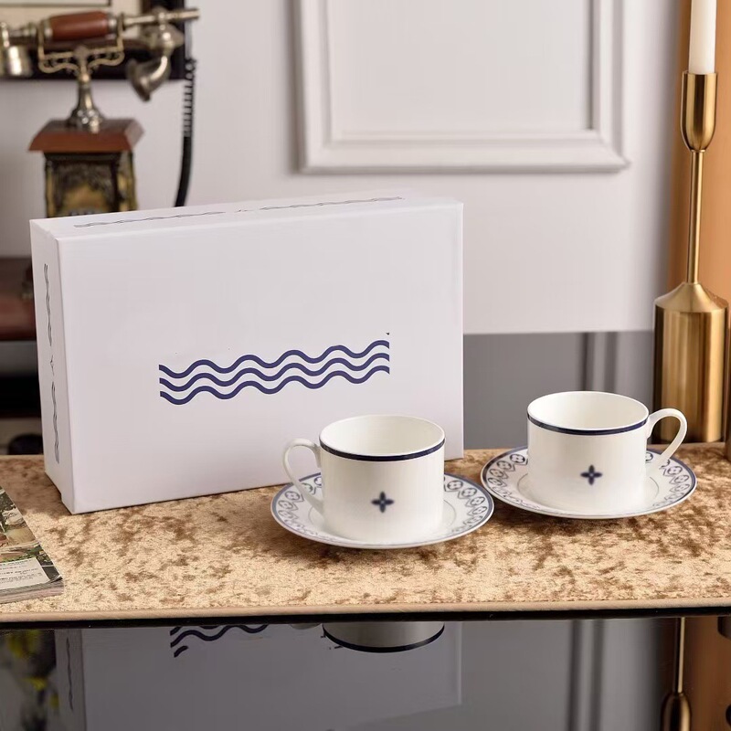 Donkey family simple European style ceramic cup couple coffee cup saucer suit bone china high-end gift box