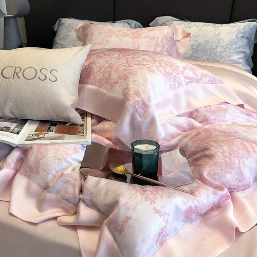 High Quality Bed Sheets and Duvet Covers Double Sided Cool Feeling Tencel 4-Piece Set Luxury Printed Bedding Silk Smooth Naked Sleep 