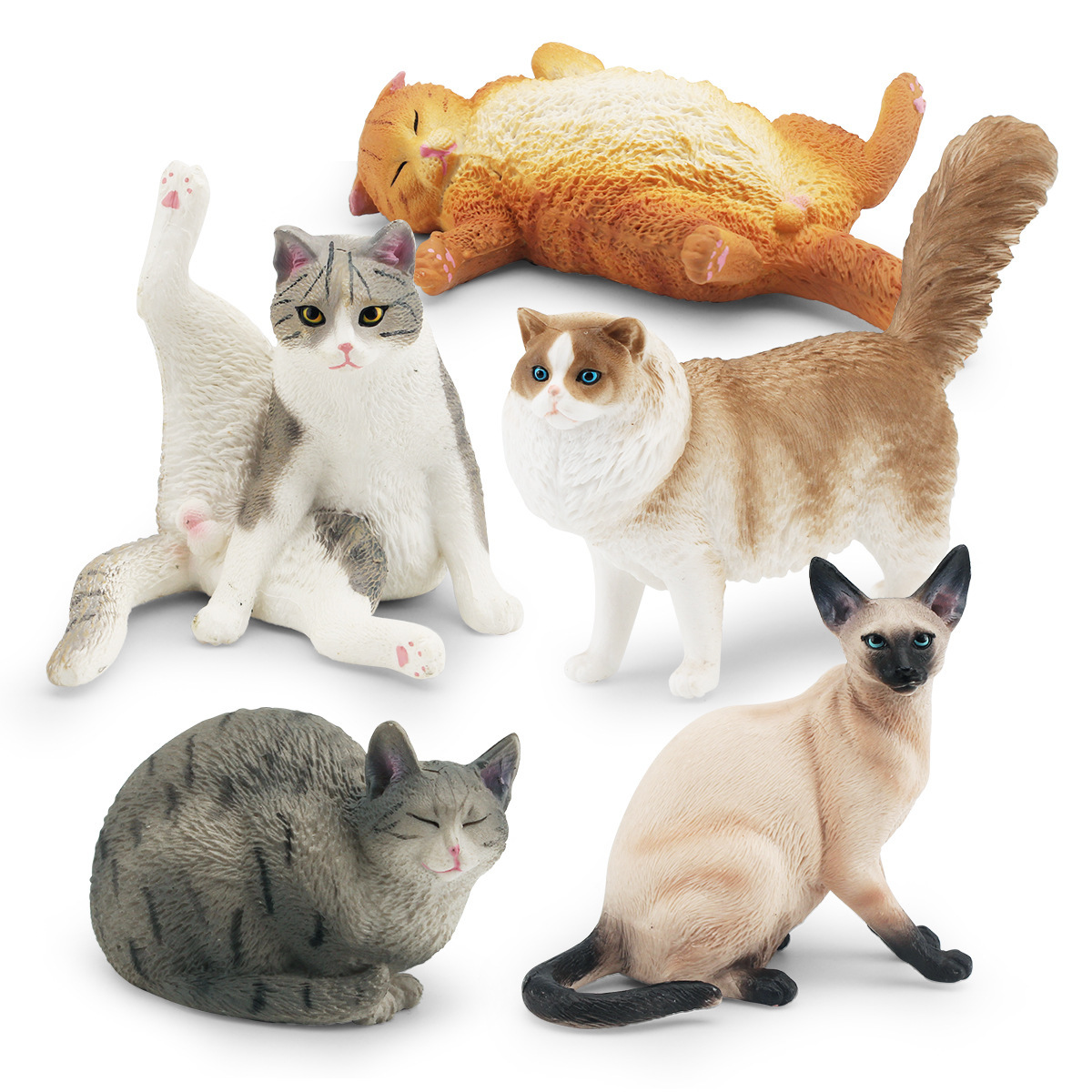Gato de simulación transfronteriza modelo animal muñeca de tela gato perezoso gato naranja gato siamés gato negro flor gato decoración estática juguete