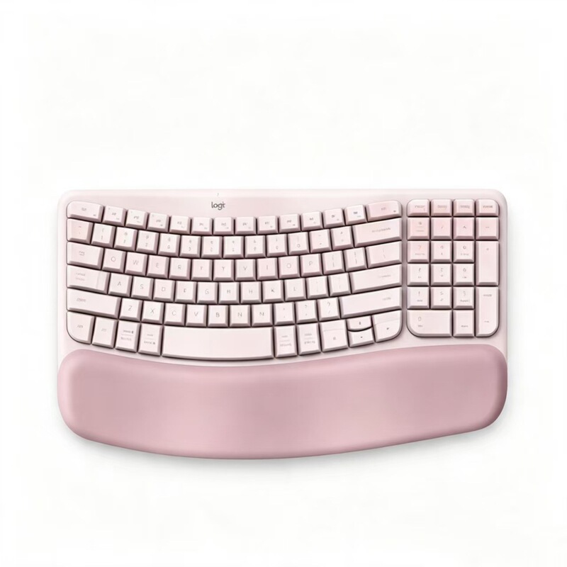 Ergonomic Series WAVE Keys Bluetooth Wireless Keyboard with Palm Rest Cushion for Comfortable Office Use Ergonomic Series WAVE Keys Bluetooth Wireless Keyboard with Palm Rest Cushion for Comfortable Office Use