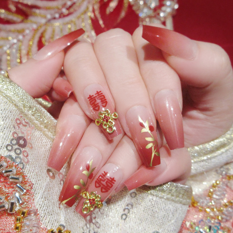 Retro Chinese-Style Festive Double Happiness Wearable Nail Art Finished Product Chinese-Style Wedding Nail Stickers Fake Nails B23 Retro Chinese-Style Festive Double Happiness Wearable Nail Art Finished Product Chinese-Style Wedding Nail Stickers Fake Nails B23