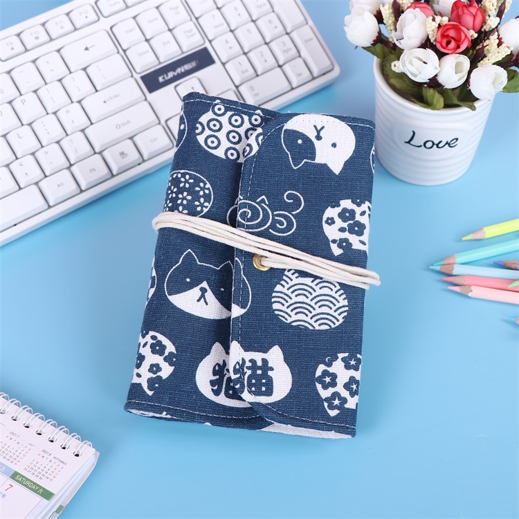 Cute Cartoon Lucky Cat Diary Book Cloth Cover Printed Lace Up Notebook Wholesale display picture 5