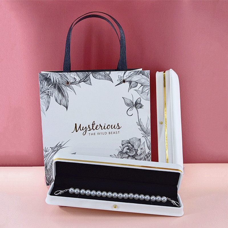 Simple de alta calidad PU joyería collar de perlas caja de pulsera Xiaomi cuentas relojes de almacenamiento caja de embalaje de regalo