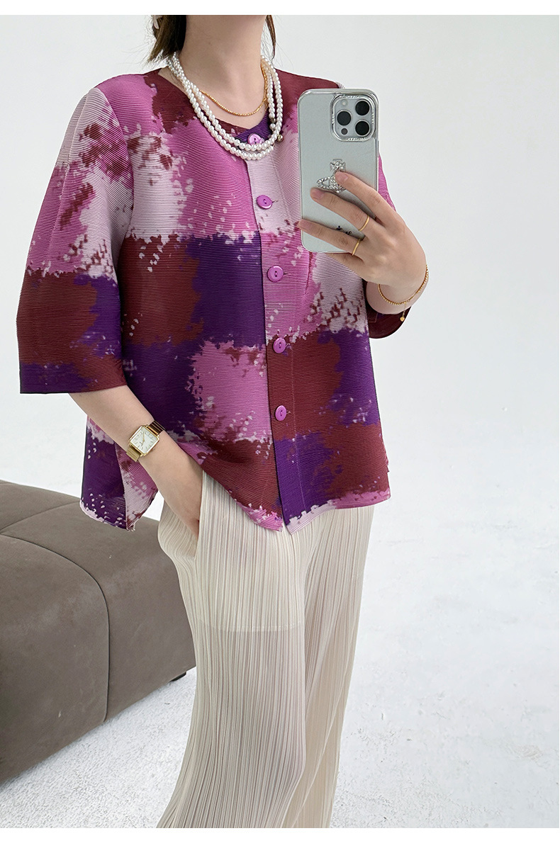 Áo khoác cardigan nữ họa tiết kẻ caro cổ tròn dáng rộng — hoa hồng đỏ chi tiết 17