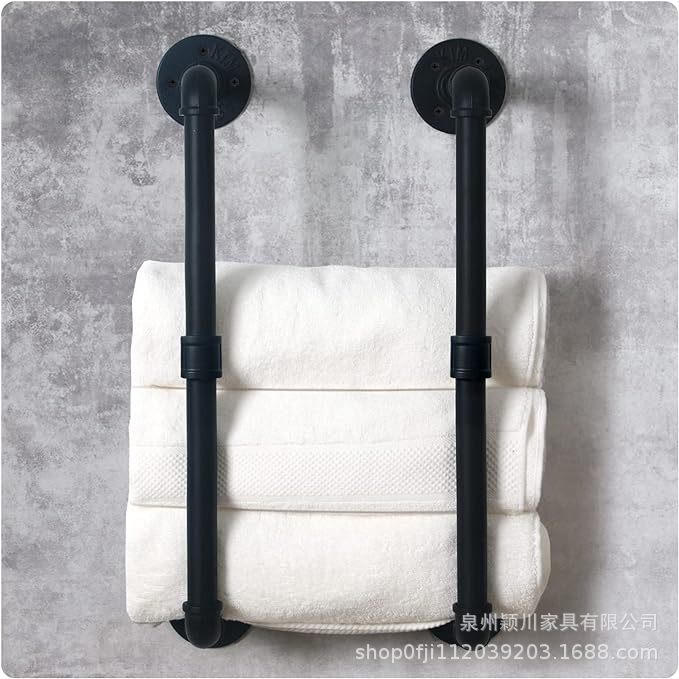 Industrial style simple pipe hotel bathroom towel towel storage rack factory wholesale wall-mounted bathroom hanger Industrial style simple pipe hotel bathroom towel towel storage rack factory wholesale wall-mounted bathroom hanger