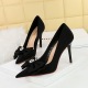 18249-H33 Korean Fashion Banquet High Heels, Thin Heels, Shallow Mouth, Pointed Water Diamond Bow, High Heel Single Shoes for Women