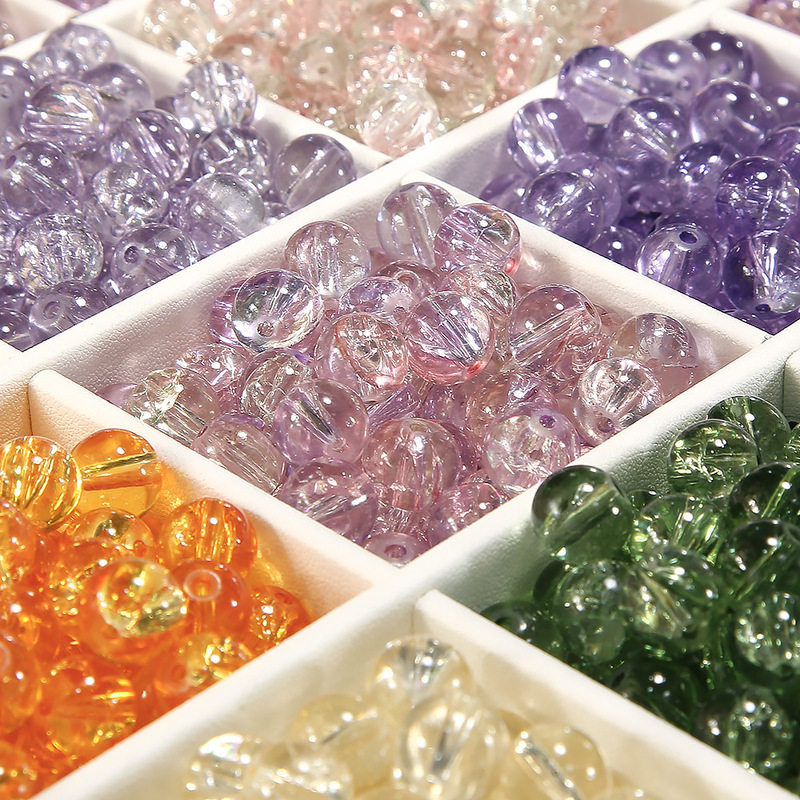 10mm [micro-broken light bead mix] ice through micro-cracked popcorn beads beaded handmade bracelet loose beads jewelry accessories