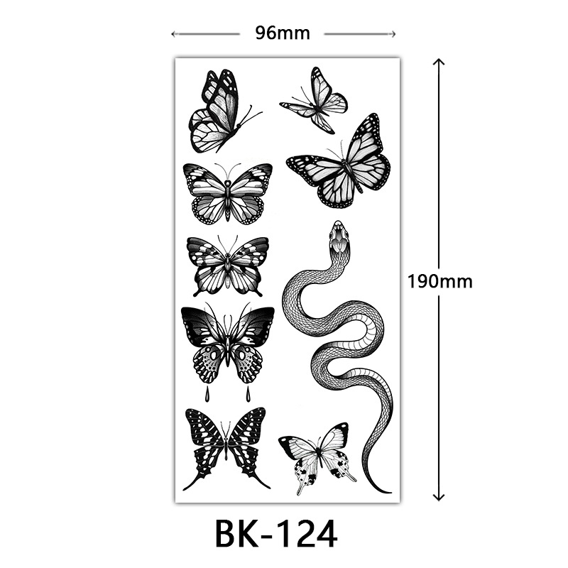 Tatuaje Temporal de Flores Boceto de Papel de Transferencia al Agua, Impresión por Transferencia de Agua, para Cuerpo image 130