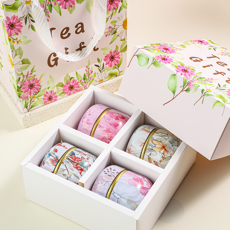 Women's Day Gift Peach Osmanthus Oolong Tea Rose Black Tea Small Tin Can Fruit Gift Box Flower Tea
