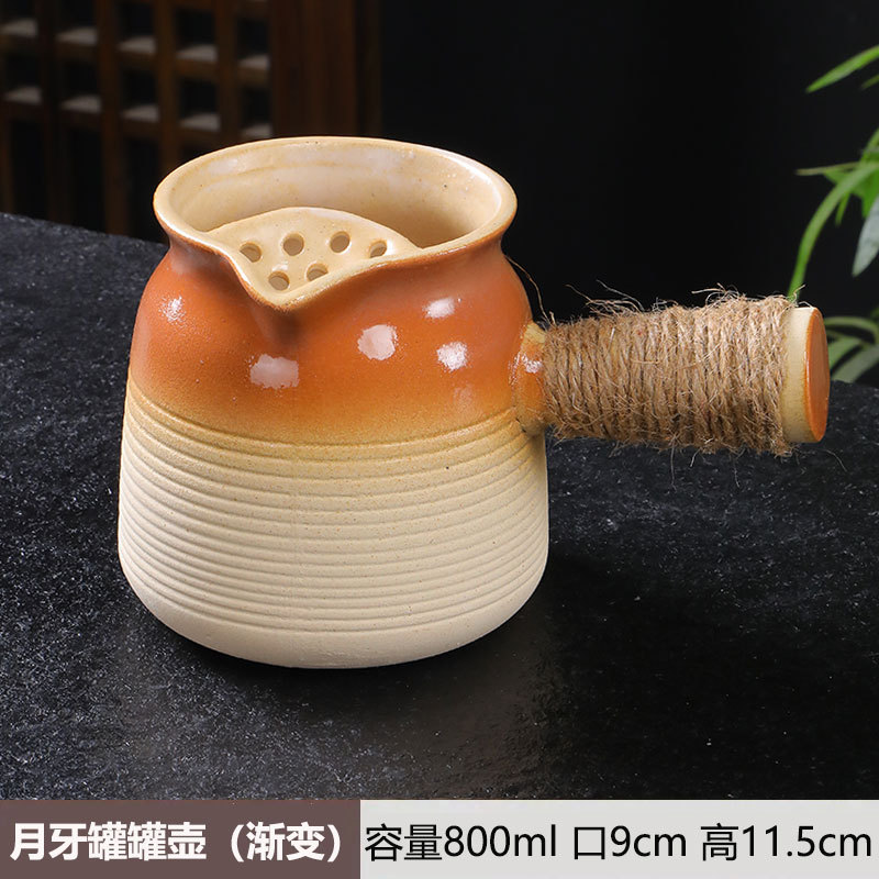 Tetera en una estufa, tarros de té con leche a la parrilla, ollas especiales, utensilios de cerámica de cocción en seco para el hogar, juego completo de juegos de té