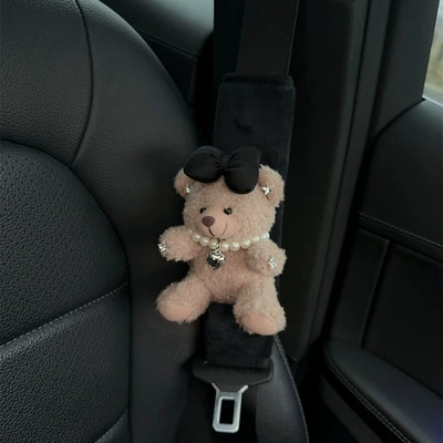 car interior decoration net red — Seat belt shoulder pad - cute-bear-style-3-ice-silk-seatbelt-shoulder-pad