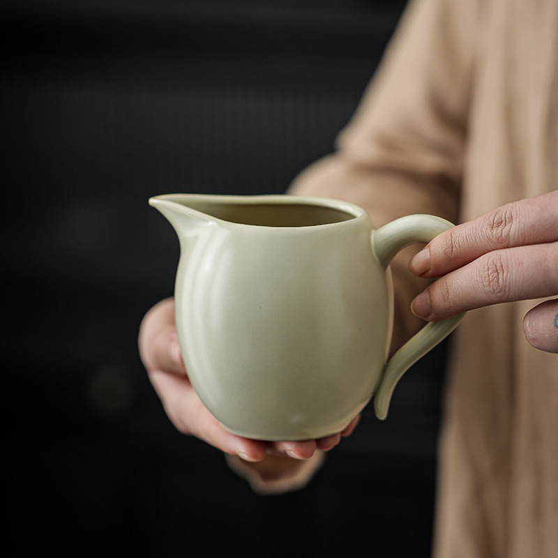 汝窑公道杯陶瓷手工公杯单个分茶器茶海汝瓷功夫茶具配件开片可养