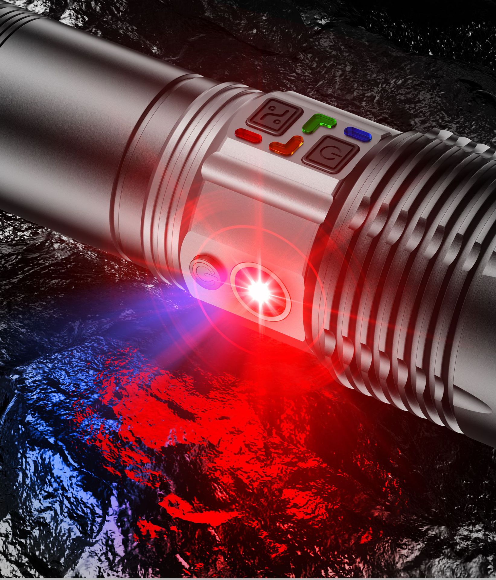Cross-Border Hot-Selling High-Brightness Flashlight with Multi-Functional Telescopic Fixed-Focus Zoom, Outdoor Aluminum Alloy Emergency Light
