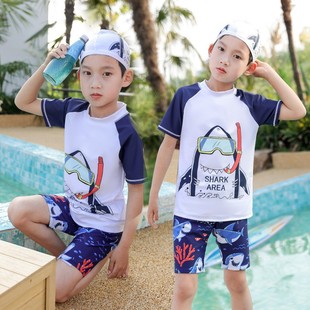 Children's Swimsuit Boy Baby Dinosaur Swimming Trunks Sun Protection Quick-Drying Split Small, Medium and Large Kidsren's Summer Professional Swimming Equipment