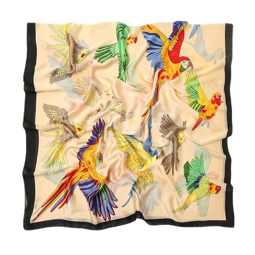 Spring, summer and autumn new Korean style floral elegant high-end imitation silk scarf women's decorative shawl sun protection beach towel