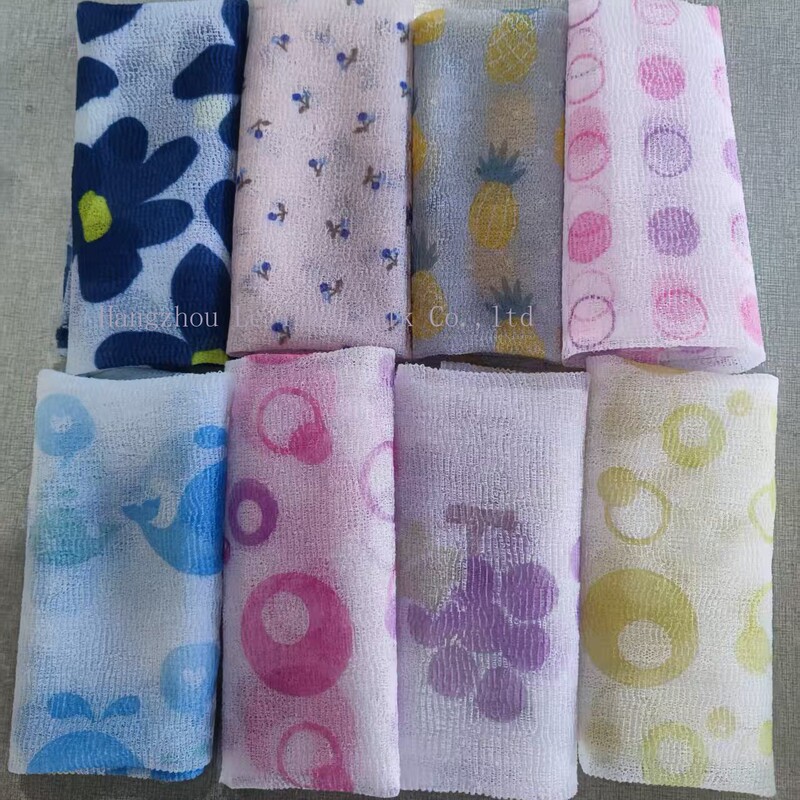 Japanese Bath Towel Cross-Border Japanese and Korean Printed Nylon Exfoliating Bath Towel Hard Texture Stain-Removing Nylon Fiber Sauna Towel