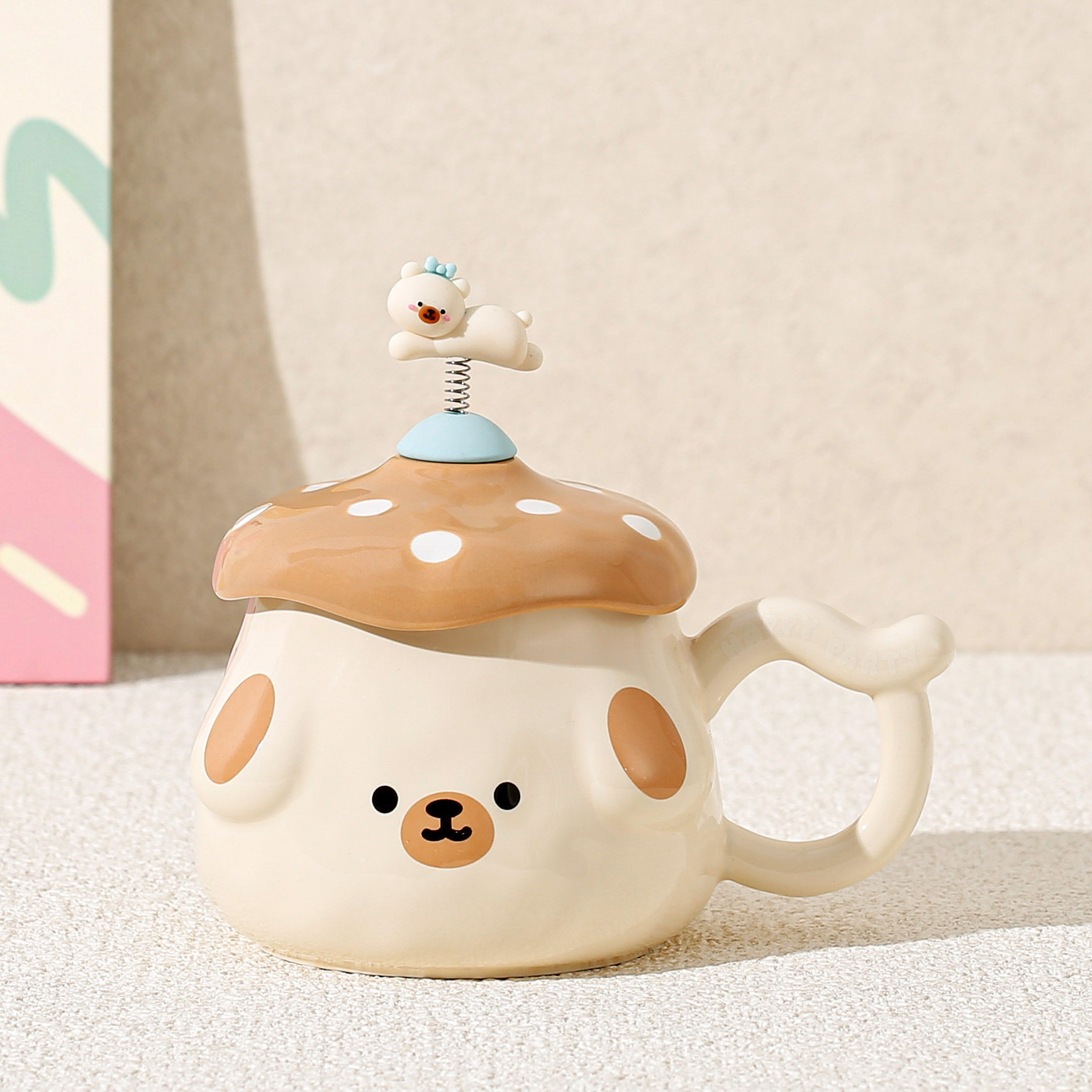 Curioso primavera pequeño animal cabeza de hongos cajas de regalo de alto valor de visualización sistema de curación taza de agua para un regalo de cumpleaños de una amiga