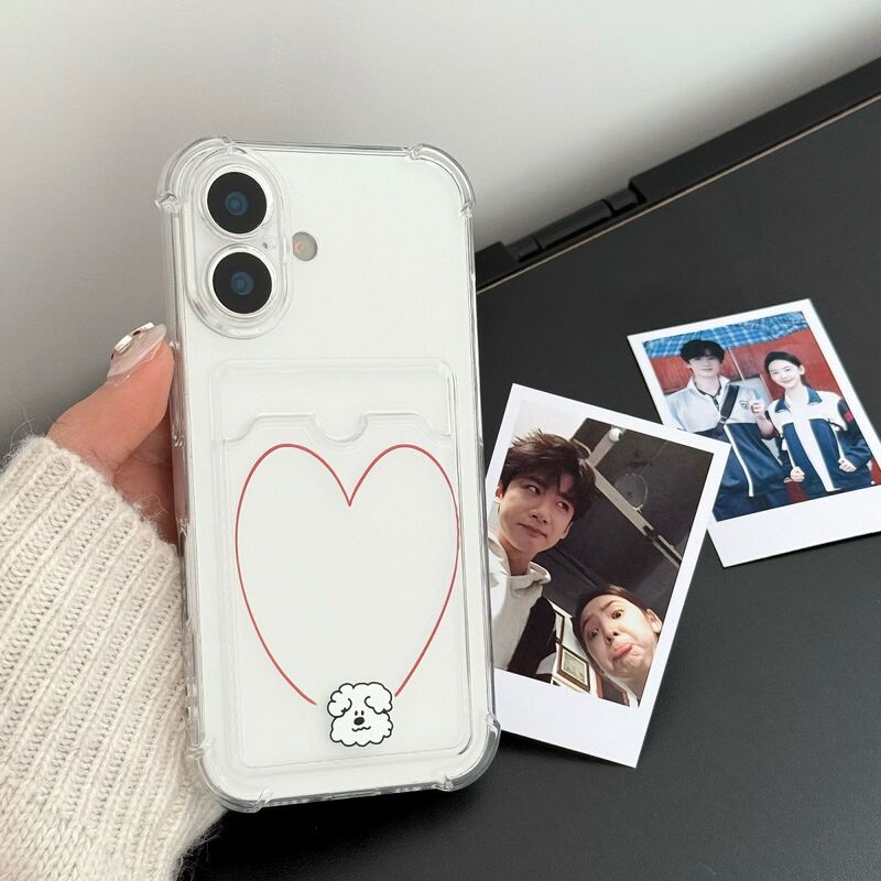 Happy Puppy Suitable for Apple 17Promax Mobile Phone Case 16Pro Popular Model 14 Card Holder 13 Creative 12 Soft Shell 7
