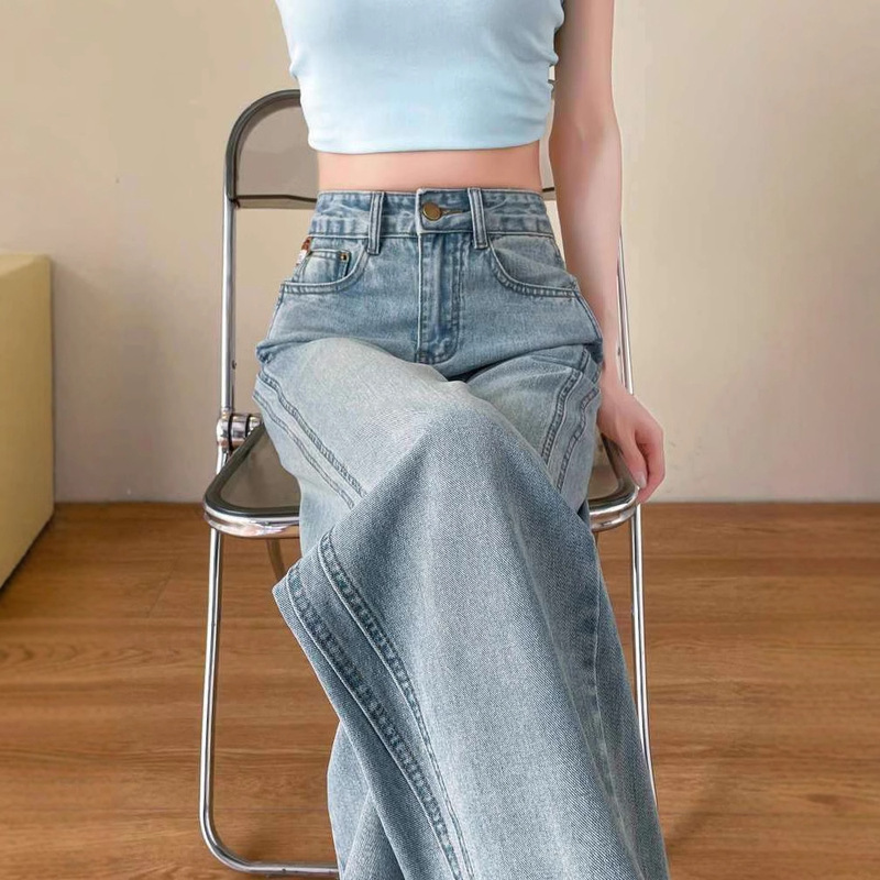 Wide Leg Jeans Women's Spring and Autumn 2025 New High Waist Small Men's Loose Dosing Straight Pants for Children