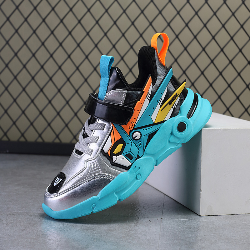 Niños 2023 primavera y otoño nueva moda cuero medio y grande niños zapatos para correr casual medio y grande niños zapatilla