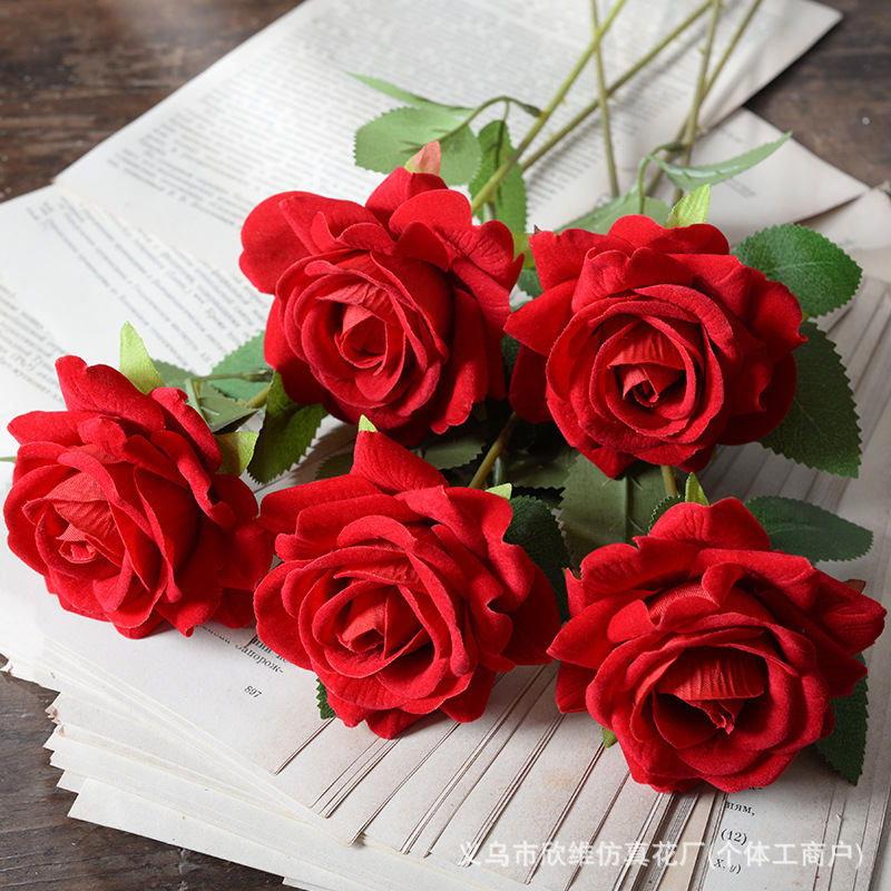 Simulated Velvet Rose Single Valentine's Day Home Wedding Decoration Flower Wall Feel Artificial Flower Artificial Flower Artificial Flower Simulated Velvet Rose Single Valentine's Day Home Wedding Decoration Flower Wall Feel Artificial Flower Artificial Flower Artificial Flower