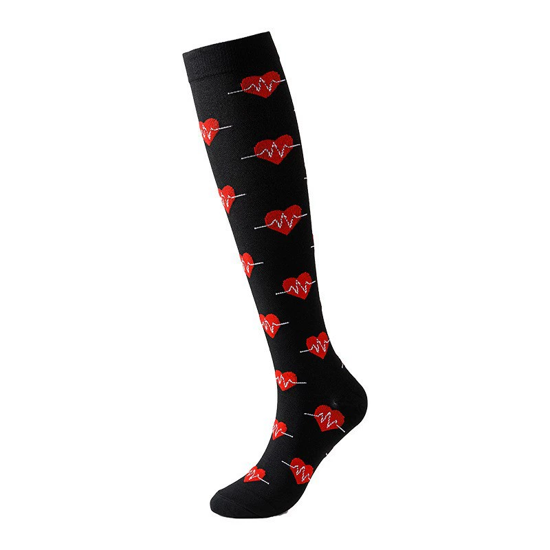Compression Running Socks, Unisex Jacquard Knee-High Socks, Multiple Patterns, S/M & L/XL