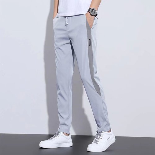 Summer pants men's trendy loose straight casual pants ice silk thin Korean style men's large size trousers cross-border shipping