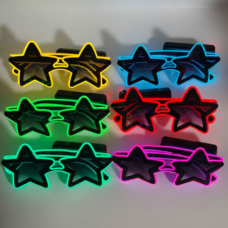 New Starry Sky Glowing Five-Pointed Star EL Glasses - Bar, Clubbing, TikTok Photoshoot, Birthday Party Atmosphere Props