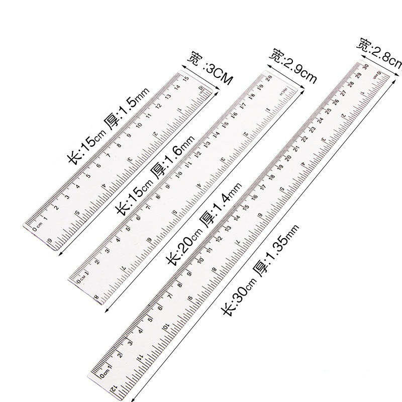 Regla de onda recta de 15cm regla de plástico transparente de 20cm de medición de dibujo de regla de papelería para estudiantes
