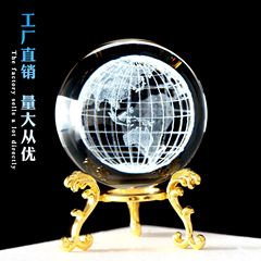 3dレーザー内彫刻水晶球祝日プレゼント地球四葉草ガラス球台座アマゾン爆金卸売り