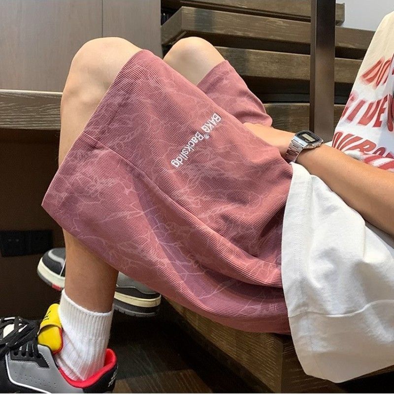 Summer Loose Shorts Casual Sports Pants American Style Tie-Dye Embroidered Knee-Length Shorts Men's Mid-Length Shorts Men's Shorts 2