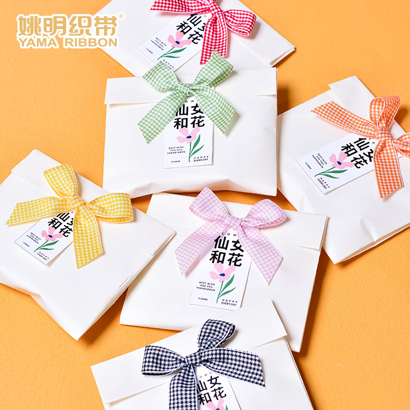 Yao Ming cinta de regalo flor arco cinta de embalaje hecho a mano DIY cinta a cuadros caja de regalo cinta de embalaje