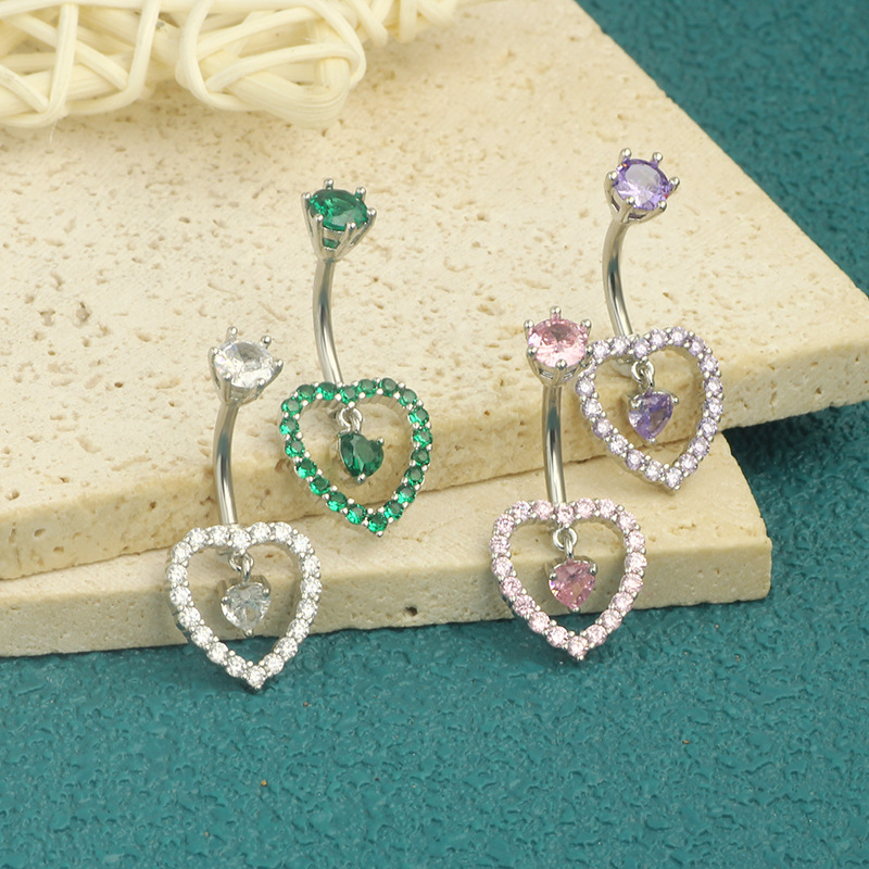 Simple Copper Zircon Belly Button Ring Stainless Steel Body Piercing Navel Jewelry Wholesale 2024 Summer detail image 5