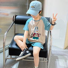 夏季男童短袖套装女童薄款T恤纯棉儿童夏装中大童宝宝卡通衣服潮