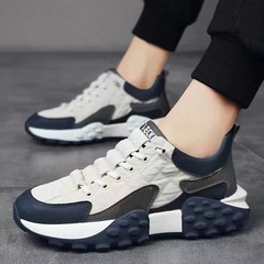 Spring and Autumn New Men's Leather Surface Sports Shoes Fashion Trend Running Shoes Comfortable Soft Sole Casual Foreign Trade Cross-border Men's Shoes