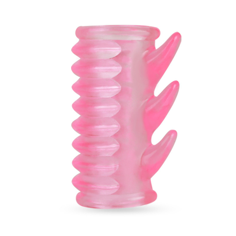 Men’s Threaded Locking Penis Ring, Soft Silicone Textured Couples Aid, 6-Spike Design — detail image 6