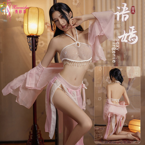 Sexy underwear, see-through, passionate, ancient style, Dunhuang temptation, bed Hanfu, no need to take off clothes, bellyband, pajamas, sexy wear for women