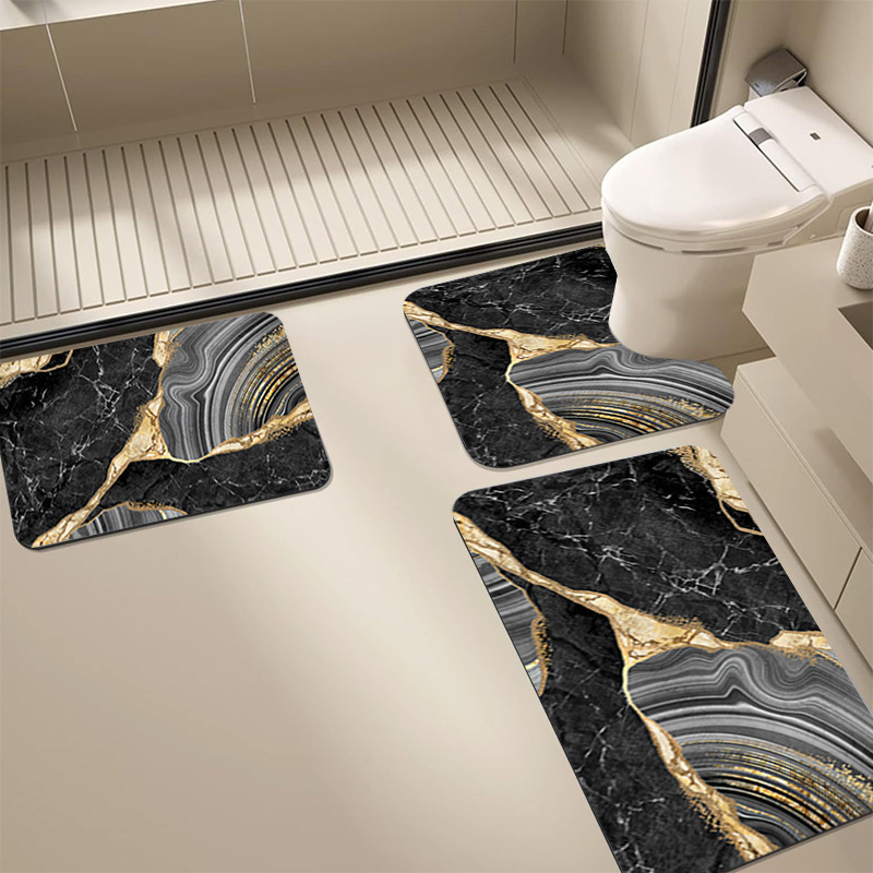 Alfombra de barro de diatomeas simple, alfombrilla de baño de secado rápido absorbente de agua especial, alfombrilla de baño de tres piezas antideslizante y resistente a la suciedad