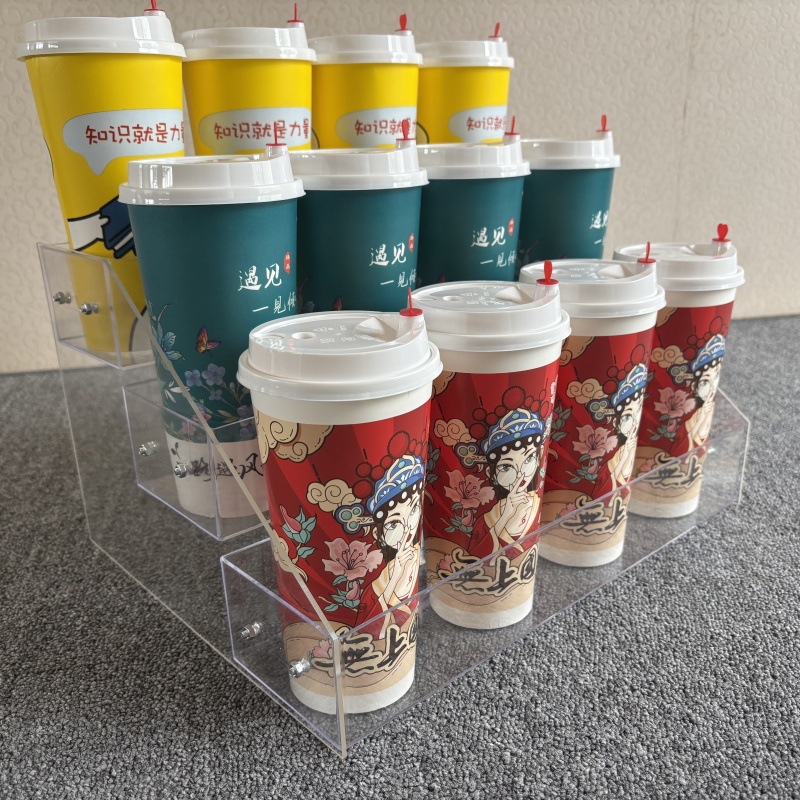 亚克力陈列架冰镇饮料鲜榨果汁奶茶杯展示摆放架酸奶水果透明杯架