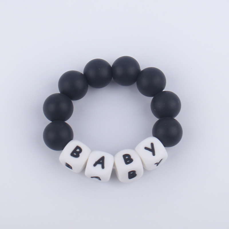 Nuevo bebé suministros mordedor pulsera creativa DIY nombre colorido de silicona letras mordedura juguete
