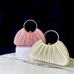 New Cross-border Lady Handbag Evening Bag Banquet Bag Hand-held Bag Chain Women's Bag Pleated Single Shoulder Crossbody Bag