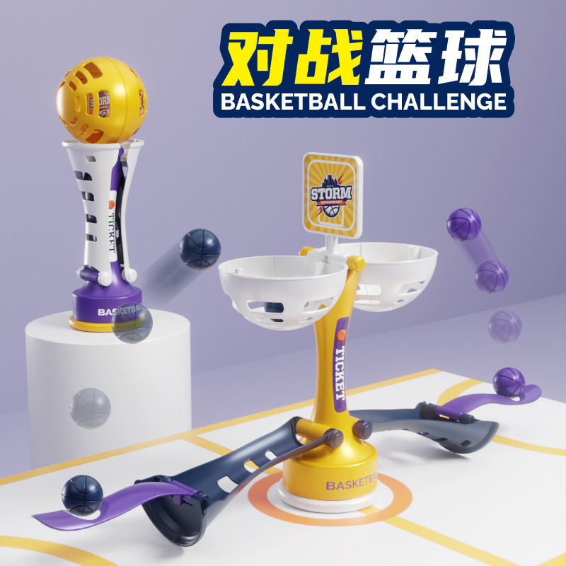 Juego de baloncesto de catapulta para niños, doble tiro, juego de mesa interior, divertido para niños
