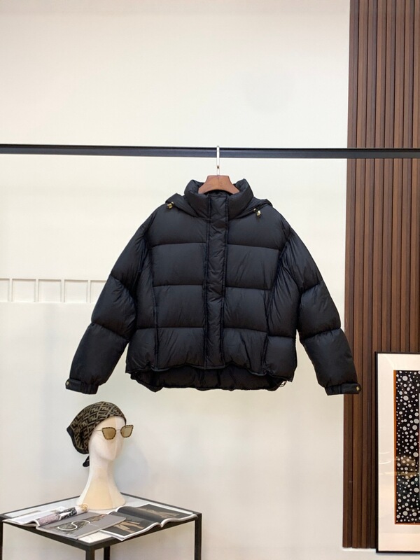 max家蝙蝠袖款秋冬连帽羽绒服短款宽松面包服外套女咖色外贸批发|undefined