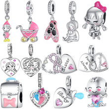 跨境永恒亲情系列串珠批发镀银diy爱心姐妹婴儿散珠饰品配件组合