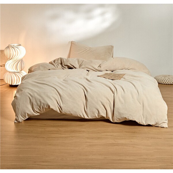 Solid color winter double-sided coral flannel duvet cover