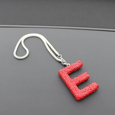 Car hanging, Letter bow clay car - e-letter-car-pendant-big-red