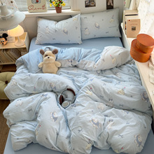 a正品小清新超柔古法水洗棉四件套亲肤四季款学生宿舍单人三4件套