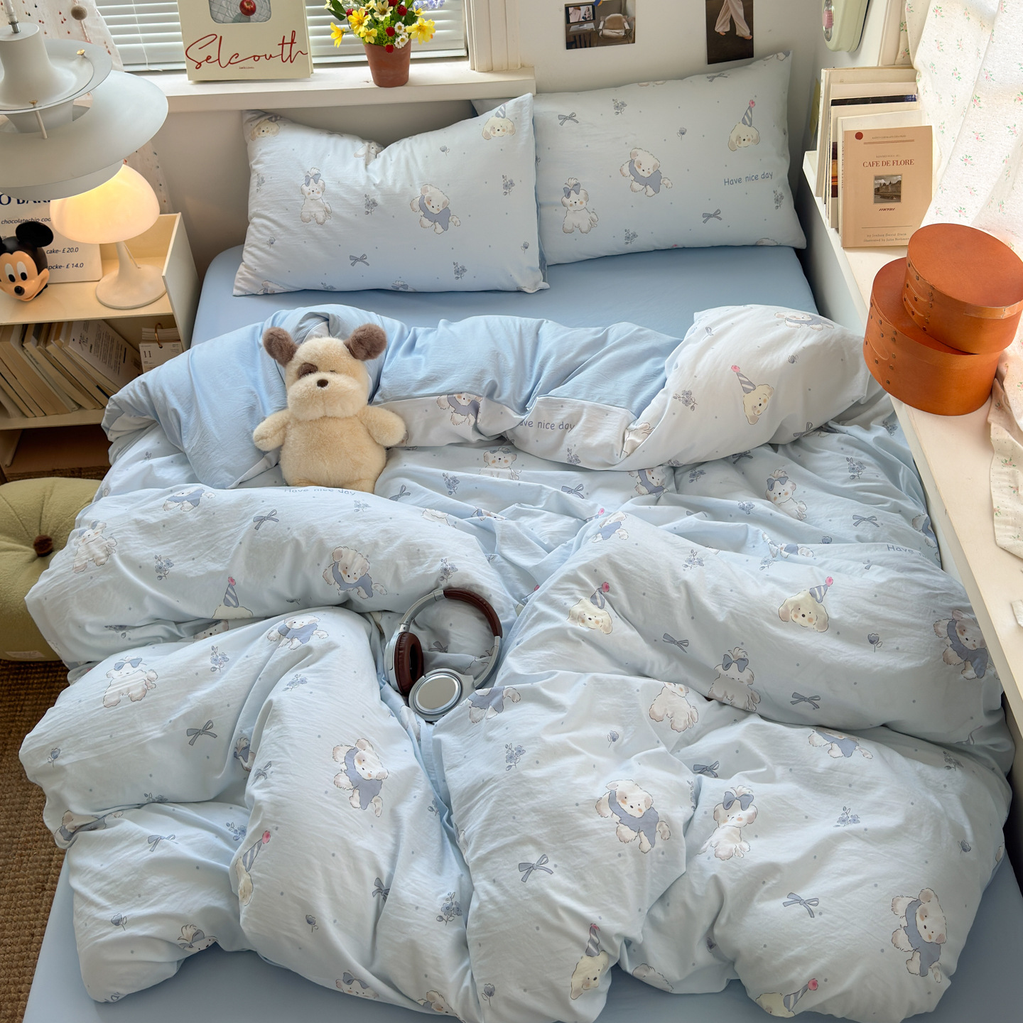 a正品小清新超柔古法水洗棉四件套亲肤四季款学生宿舍单人三4件套