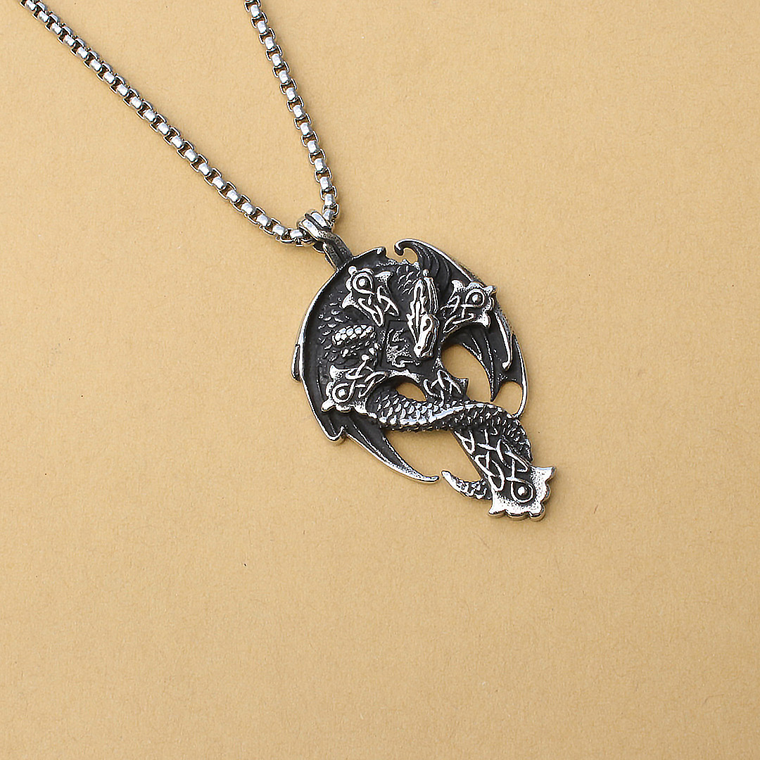 Collana con ciondolo a forma di drago cinese dominante China-Chic in stile Hip Hop Xiao Long, in acciaio al titanio, con catena per maglione da uomo_voghion.com